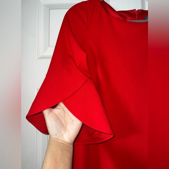 Vince Camuto Red 3/4 Tulip Style Bell Sleeve Dress Size 8 EUC - Picture 4 of 4